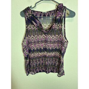 Converse Blouse Sheer Business Casual Sleeveless Purple Size Large BC10